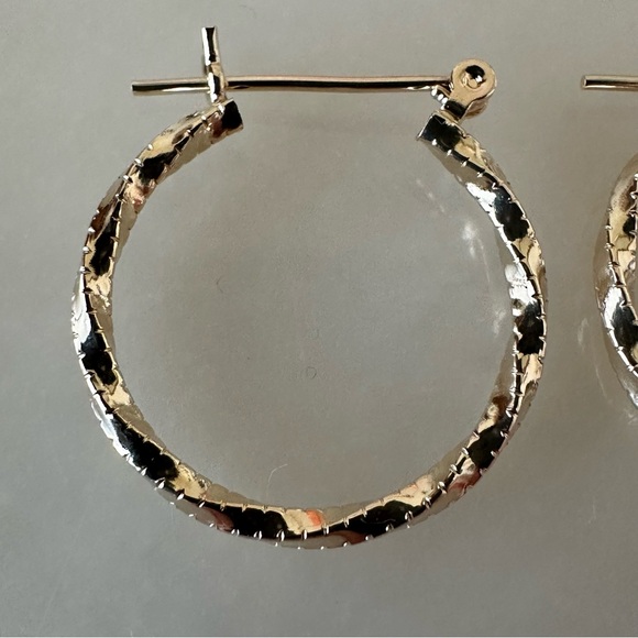 14k Solid Gold Twist Hoop Earrings - Picture 14 of 15